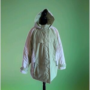 Athletech Green Cream Zip-Up Liner Hooded 3 in 1 Coat Jacket Woman Size 2XL